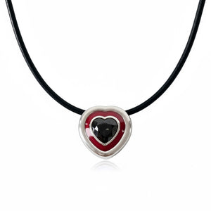 Heart Choker Necklace, Cherry and Black