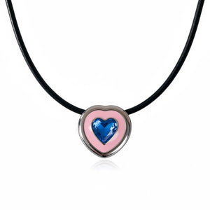 Heart Choker Necklace, Pink and Blue