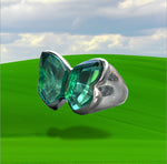 Load image into Gallery viewer, GREEN QUARTZ BUTTERFLY RING