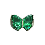 Load image into Gallery viewer, A sterling silver butterfly ring with a green quartz crystal body.