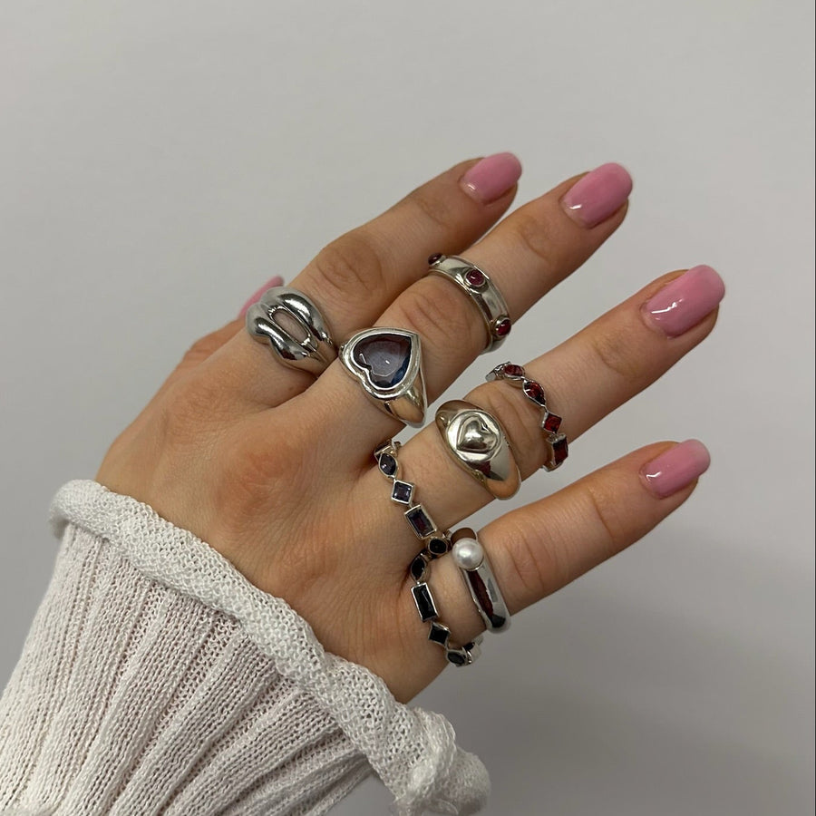 BLUE QUARTZ HEART RING