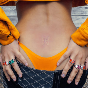 Orange Quartz Butterfly Ring