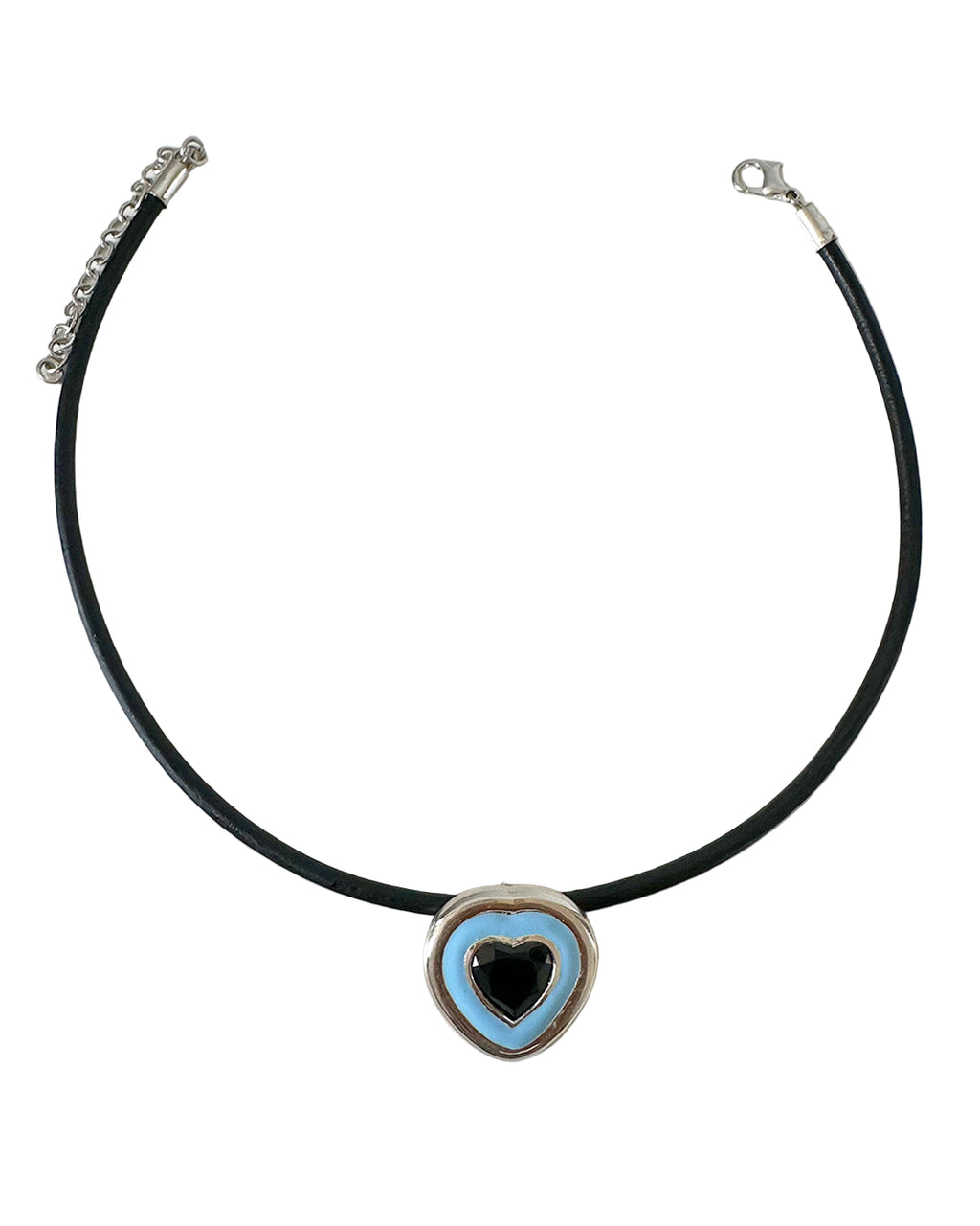 Necklace with a heart-shaped pendant on a light gray background