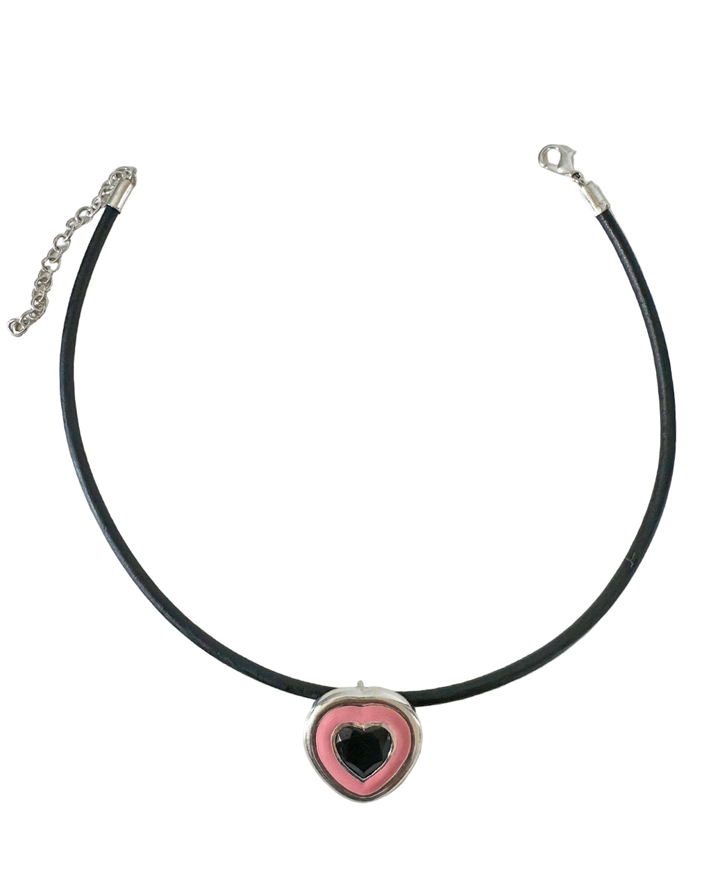Necklace with a heart-shaped pendant on a light gray background