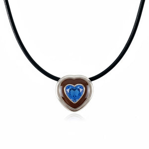 Heart Choker Necklace, Brown and Blue