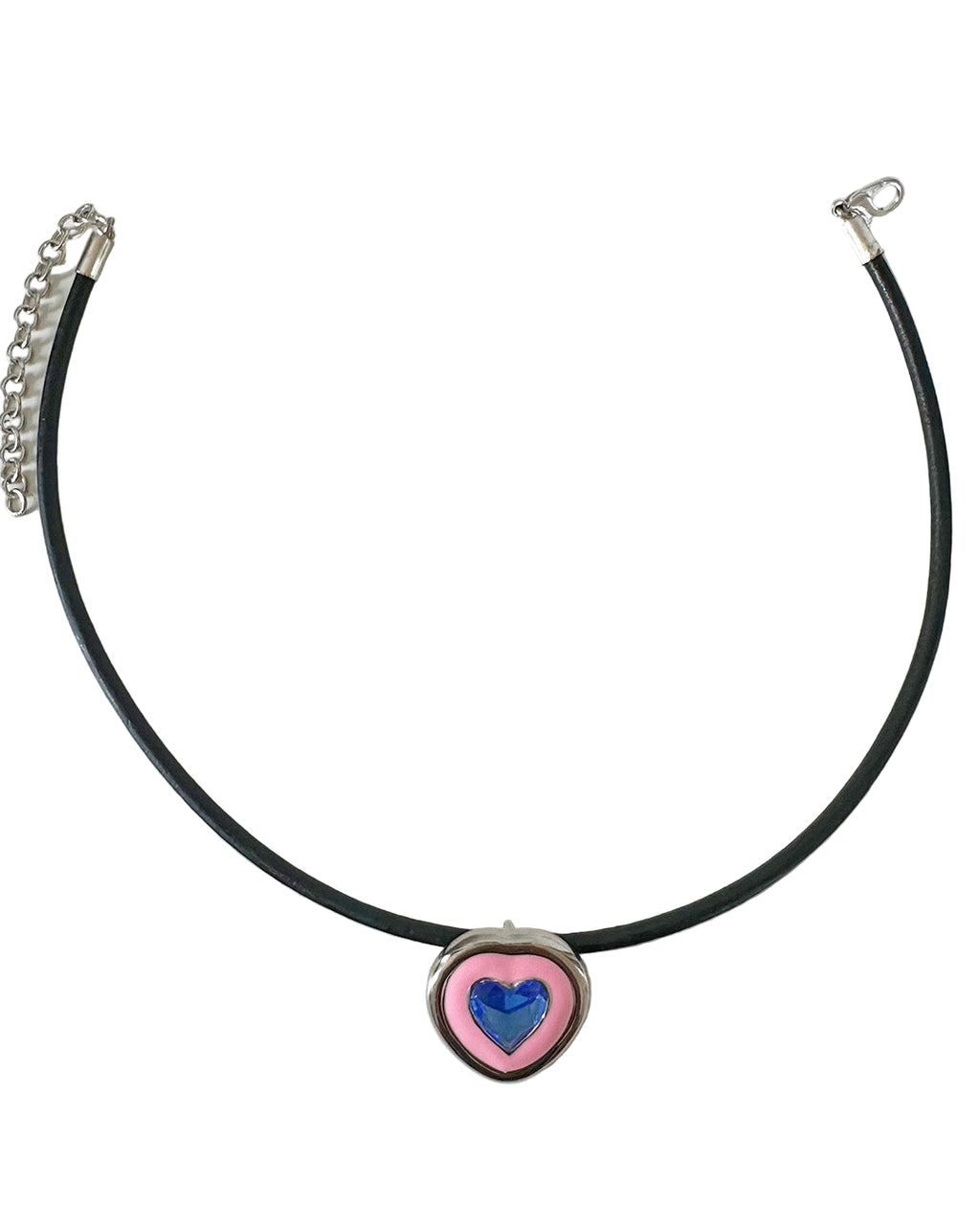 Necklace with a heart-shaped charm on a white background