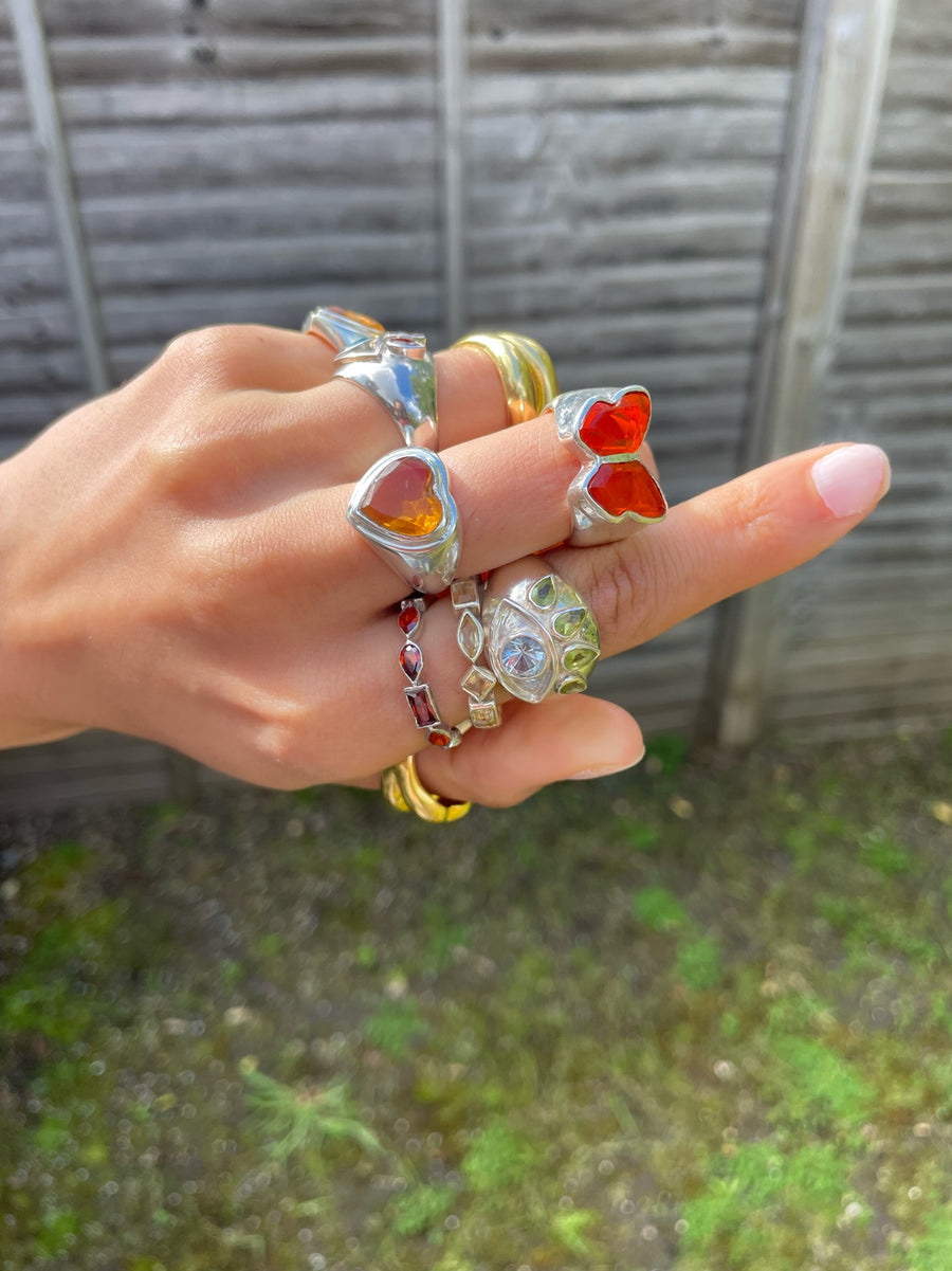 THE THIRD EYE RING, BLUE TOPAZ AND PERIDOT