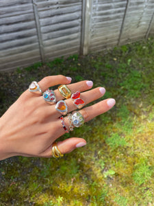 Orange Quartz Butterfly Ring