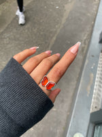 Load image into Gallery viewer, Orange Quartz Butterfly Ring
