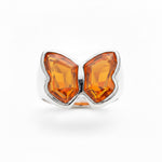 Orange Quartz Butterfly Ring