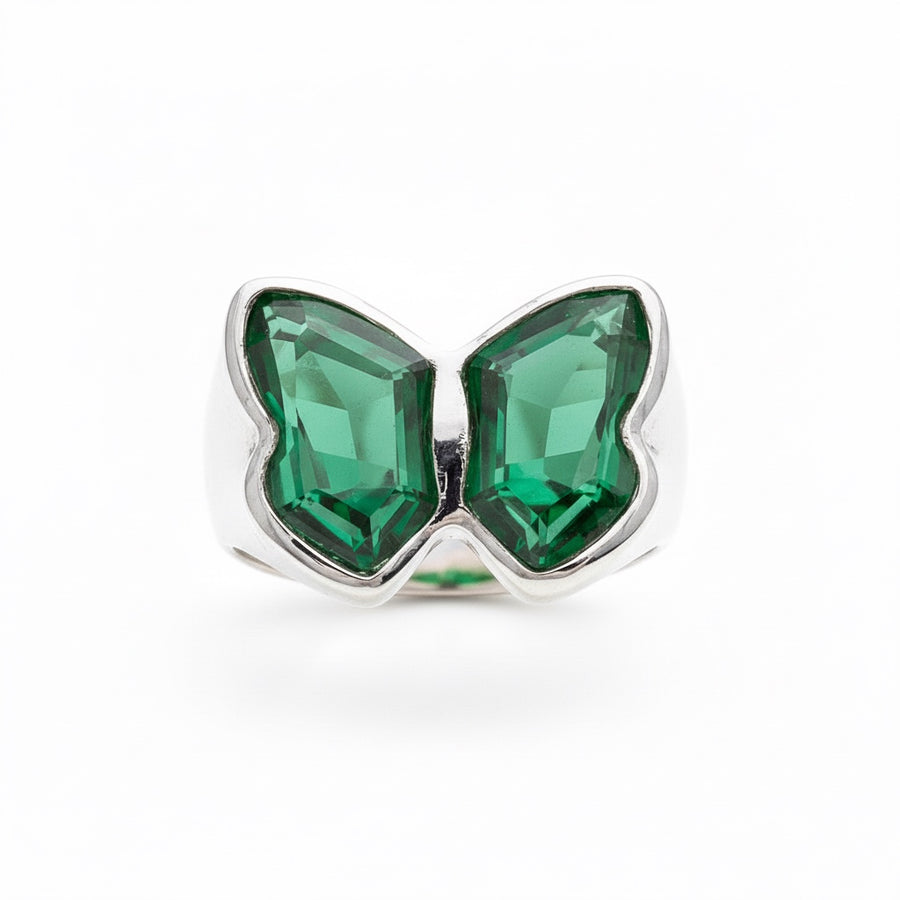 GREEN QUARTZ BUTTERFLY RING