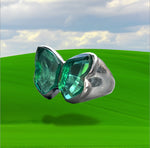 Load image into Gallery viewer, GREEN QUARTZ BUTTERFLY RING
