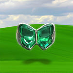 Load image into Gallery viewer, GREEN QUARTZ BUTTERFLY RING
