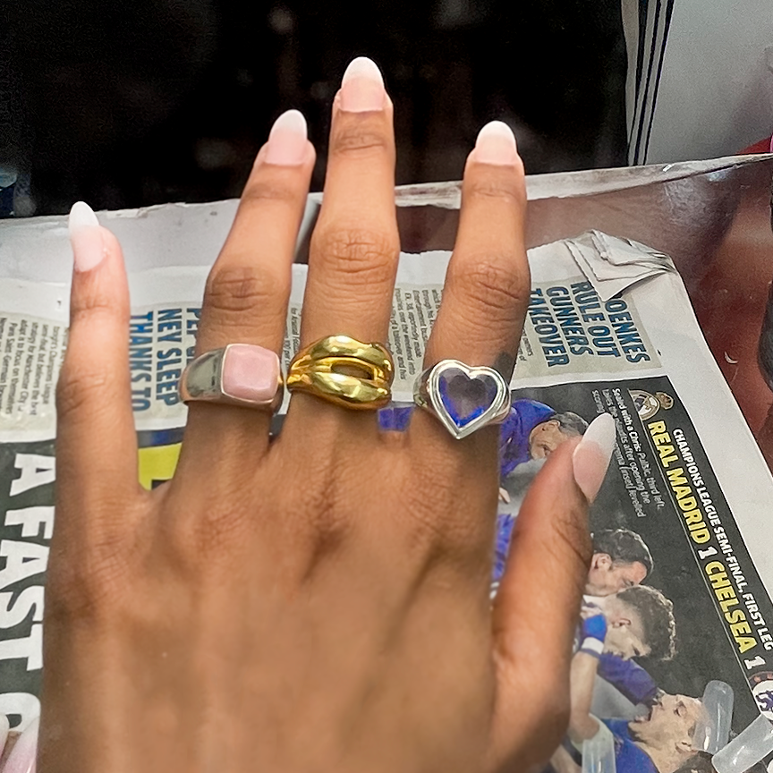 BLUE QUARTZ HEART RING
