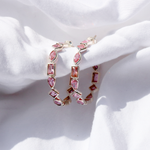 Load image into Gallery viewer, PINK TOPAZ MULTICUT HOOPS
